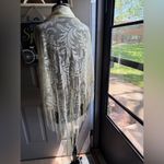 NOS vintage crochet boho large fringe shoulder shawl Photo 4