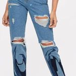 Topshop Flame Appliqué Ripped Mom Jeans Photo 0