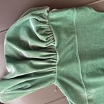 Free People  Hold‎ Me Green Velvet Puff Sleeve Square Neck Top Women's Small Photo 11