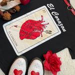 El corazón heart loteria card Mexican bingo graphic tee Black Photo 6