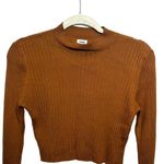 Garage  Women's Size M Long Sleeve Brown Cropped Ribbed Knit Mock Neck Top Photo 1