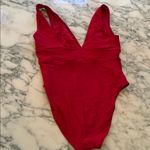 Quince NWOT  Cherry Red Women’s Italian Plunge One-Piece Swimsuit Sz XL 🍒 Photo 8