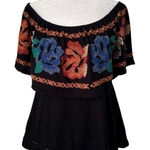 Free People  black embroidered off-the-shoulder top size S Photo 0