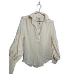 7 For All Mankind Cream White Bubble Sleeve Zip Up Detail Blouse size XS NWT Photo 7