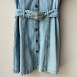 Nanushka Dress Denim Short Sleeve 80s Wash Blue Belted Mini‎ Dress M Size M Photo 5
