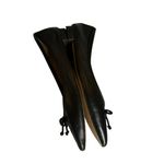 Talbots  Black Leather Pointed Toe Ballet Flats Bow 6 Classic preppy business Photo 9