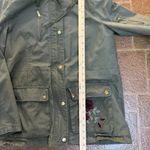 New Look Women's Edgy Hooded Utility Military Jacket Embroidered floral Patch Size Medium Photo 5