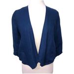 Chico's Chico’s Linen Open Front Lace Back Jacket Blue Small Photo 2