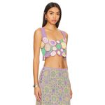 Agua Bendita Tanit Crochet Crop Top Multicolor Womens Size Large Photo 2