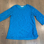 Caroline Rose Turquoise Textured 3/4 Sleeve Tunic Top M Made in USA Blue Size undefined Photo 0