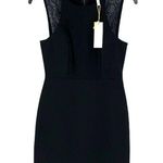 BCBGeneration Womens Sleeveless Lace Mesh Trim Sheath Dress Black Size 4 NWT Photo 0