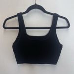 Babaton Women Crop Top Medium Black Ribbed Short Sleeve Square Neck Casual Photo 1