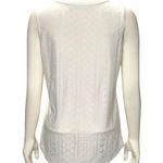 Medium White Sleeveless V Neck Top Eyelet Pattern Polyester Rayon Spandex Blend Size undefined Photo 2