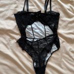 Lace polka dot bodysuit Black Size XS Photo 2