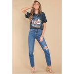 Free People  Black Red Blue Elton John Rocket Man Concert Oversized T-Shirt Sz S Photo 9