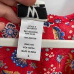 Wrapper W  Country Tunic Dress Womens Large Red Floral Harvest Print Rayon Photo 3