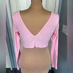 Mapale Pink Ribbed Crop Sleep Shirt Bralette Top‎ Photo 1