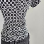 American Vintage 90s A. Byer Black White Floral Stretch Mesh V-Neck Fitted T-Shirt Top XS/S Photo 7
