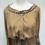 Mystree Brown Navy Southwest Print Trim Raw Edge Neckline ModCloth Shirt Dress Mystery Photo 4