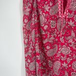 Cupcakes & Cashmere Blouse Paisley Top Red Puff Sleeve Tie Neck Blouse Sz Medium Pink Photo 3