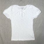 Free Assembly | White Tie Neck Top with Puff Sleeves | Small Photo 4