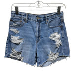 American Eagle Denim Shorts Women Sz 2 Blue 90s Boyfriend Distressed Photo 0