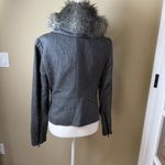 Kenneth Cole  Fur Collared Charcoal Zip Blazer Size Medium Photo 7