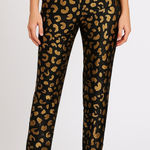 Jenni Kayne  Black And‎ Gold Silk Leopard Print Straight Leg Pant Photo 0