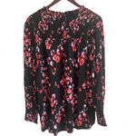 Alexander Jordan Women Top XL Floral Rayon Cottagecore Fairy Dark Romantic Boho Black Photo 2