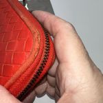 Bottega Veneta  Red/Orange Intrecciato Woven Nappa Leather Zip Around Wallet Photo 3