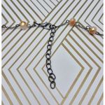 Amber Glass Chrystal Bead & Natural Stone 38" Necklace Black Chain Neutral Photo 8