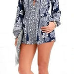 Lulus  Flower Power Play Navy Blue Print Romper Photo 0