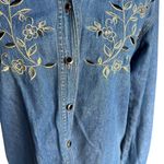 Notations Vintage Denim Button-Down with floral embroidery & velvet collar/cuffs Photo 2