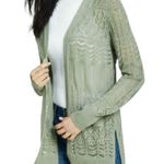 Hippie Rose  olive open front pointelle cardigan Photo 1