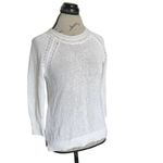 Loft Sweater Womens White Crochet Knit Size XS Long Sleeve Ribbed Solid Stretch Photo 2