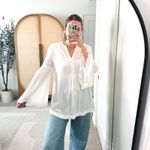 Free People Easy Girl White Bell Sleeve Tunic Top Photo 11