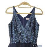 Dress the Population Women’s Small Dress Navy Blue Sequin Midi Homecoming Prom Photo 6