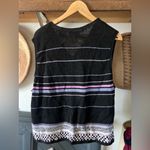 Sigrid Olsen Sigird Olsen Sport Black and purple striped  Patterned Knit sweater Vest XL Photo 2