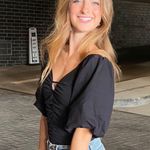 Kittenish Black Puff Sleeve Bodysuit Photo 1