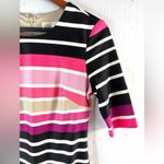 Eliza J  6 Contemporary Fitted Striped Knee Length Dress in Pink n Black Photo 1