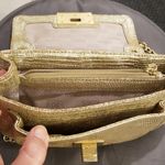 Michael Kors 💕💕 Lizard Embossed Leather Turnlock Crossbody Bag ~ Metallic Gold Photo 5