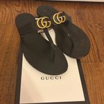 Gucci Black Leather thong sandal with Double G size 39 Photo 0