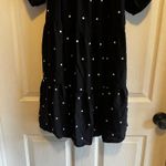 Loft Black Polka Dot Tiered Puff Sleeve Square Neck Mini Dress Womens Medium Photo 2
