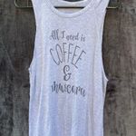 "Coffee & Mascara" Tank Top White Gray Size M Photo 2