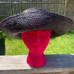 Vintage Straw Kentucky Derby Hat with Ribbon Black and Purple Photo 1