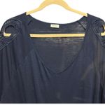 Avenue  Women‎ Tunic Top S Navy Cold Shoulder Crochet Sleeve Boho Chic Slouchy Photo 6