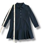 Black Cotton Collared Drop Waist Shirt Dress Women’s S Long Sleeve Ruffle Hem Photo 4