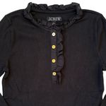 J.Crew EUC Ruffle Collar Ribbed Long Sleeve Top Black Size Small Photo 2