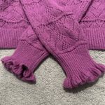 Sundance  Sweater L Bertina Everyday Pointelle Ruffled Mock Neck Wool Preppy Chic Photo 4