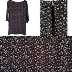 Fall School Cottage Core Floral Navy Mini Dress Orange 3/4 Sleeve Women’s 6 BOHO Blue Photo 1